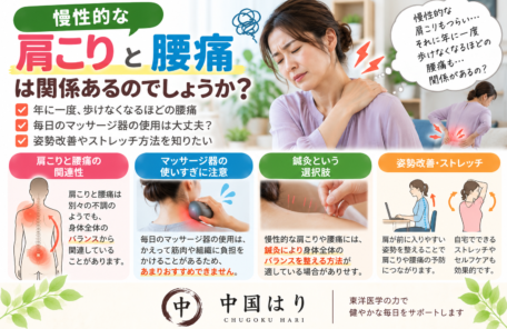 慢性的な肩こりと強い腰痛は関係ある？毎日のマッサージ器にも注意